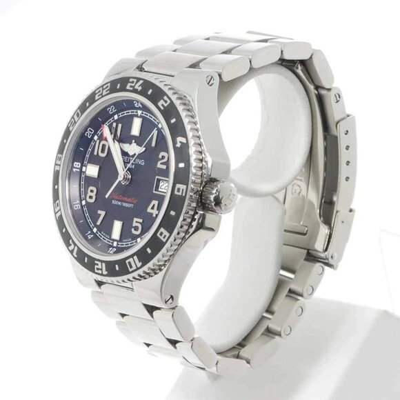 BREITLING Super Ocen GMT A32380 Black Dial Automatic Mens Watch 90262472 - Picture 6 of 7